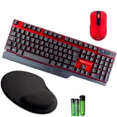 Kit Teclado E Mouse Sem Fio Wireless kross elegance Ergonômico preto com pilhas incluso +mouse pad