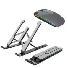 Kit Mouse sem fio recarregavel via bluetooth wireless + suporte para notebook tablet e laptop