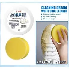 120g Kit de Limpeza para Tênis Brancos - Remove Manchas Difíceis, Fórmula Natural, Não Danifica o Couro, Inclui Esponja