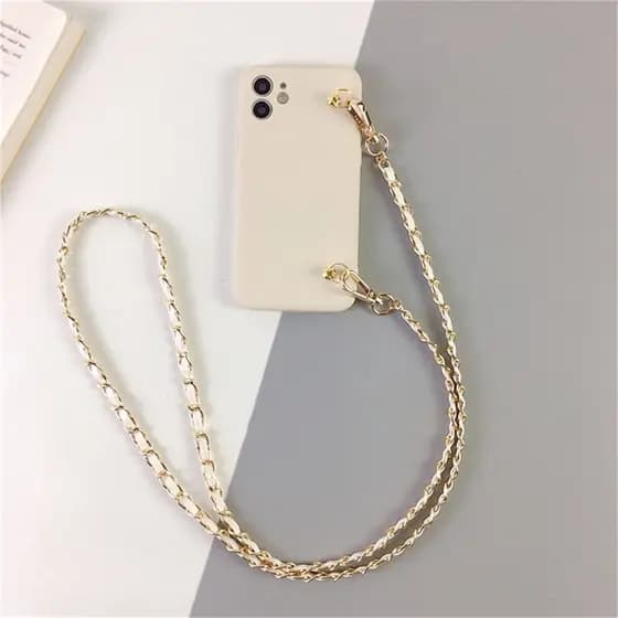 Coreano Crossbody Cordão Pulseira De Couro Corrente Caso Telefone Para iPhone 17 16 15 14 13 11 12 Pro Max XR X XS 15 Ca