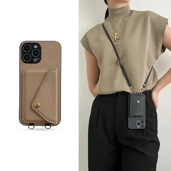 Luxo Crossbody Cinta Cordão Carteira Caso De Couro Para IPhone 15 17 16 13 11 12 11pro 14pro Max Titular Do Cartão Capa