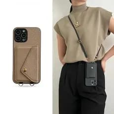 Luxo Crossbody Cinta Cordão Carteira Caso De Couro Para IPhone 15 17 16 13 11 12 11pro 14pro Max Titular Do Cartão Capa