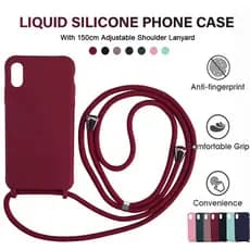 Capa Luxo De Silicone Líquido Com Alça/Corda Transversal Para iPhone 12/13 Pro Max/Mini