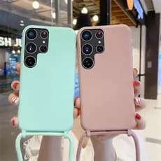 Alça De Pescoço Cordão Corda Silicone Caso Para Samsung S26 S23 S24 S25 Ultra S23 Plus S20 FE Doces Capa Traseira