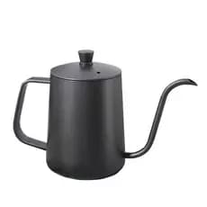 Bule Bico Fino Ganso Inox Gooseneck 600ml Preto Jato Direcionado Compatível Chama Aberta e Indução