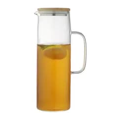 Jarra Vidro Boro Com Alça Tampa Bambu 1.5L