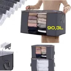 Kit 02 Organizador Multiuso Caixa Flexível Organizadora Cobertores Edredons Guarda Roupa Grande Alta