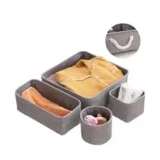 Kit 04 Caixas Cestos Organizador De Tecido Linho dobrável Multiuso