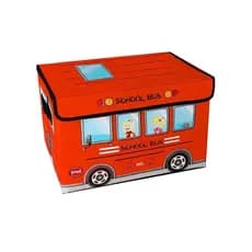 Baú Caixa Organizadora Infantil Dobrável Brinquedo Ônibus Escolar Rígido Empilhável Alças Laterais