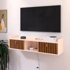 Rack para TV Sala de Estar Home Suspenso com Prateleira 2 Portas Basculantes Decorativo Organizador Vegas