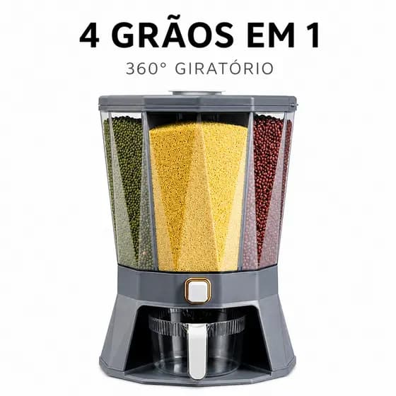 Dispenser De Grãos Giratório 360° Porta Alimentos Organizador Multi Cereais Cozinha