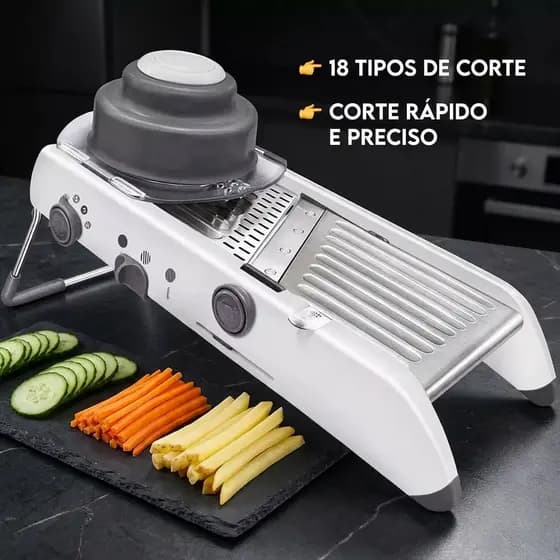 Fatiador Mandoline 18 Tipos De Corte Profissional Inox Ajustável Legumes Rápido