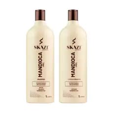 Kit Tratamento Capilar Skazi Shampoo E Condicionador Mandioca + Mel  01 Litro