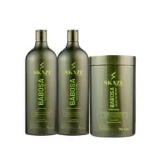 Kit Shampoo Condicionador E Mascara Skazi Babosa e Ricino 1L