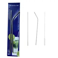 Canudo Reutilizável Inox 2Unida+1Escova Nao Enferruja Sustentável Pronta