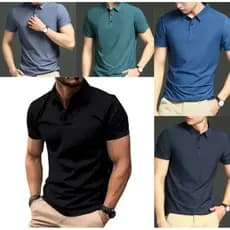 Polo Masculino Manga Curta Importada Alta Qualidade De Seda Gelada