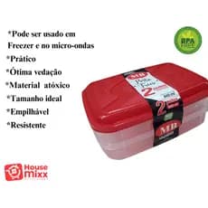 Porta Frios Hermético Duplo 1000ml Pote de Mantimentos Cozinha Geladeira