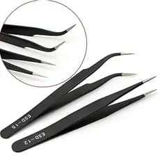 Kit com Pinça Curva e Reta Profissional Premium para Extensão de Cílios