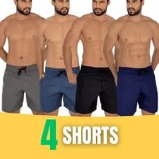 Kit 4 Shorts Tactel Bermuda Masculina Mauricinho Kit Masculino Tectel Liso Praia Academia Treino