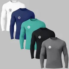 Kit 5 Camisetas Térmicas Proteção UV Camisa Masculina Manga Longa Segunda Pele Praia Corrida Treino