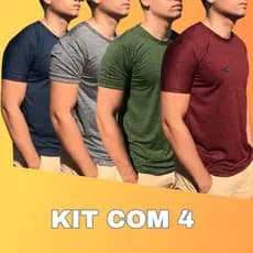 Kit 4 Camiseta Básica Masculina Camisa Manga Curta Blusa Masculina Gola Careca Redonda Drifit