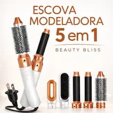 Escova Modeladora 5 em 1 Beauty Bliss Escova Secadora Alisadora Modelador de Cachos Escova de Ar Quente Profissional 220