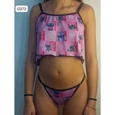 Kit com 5 Conjunto Baby Doll com calcinha personagens