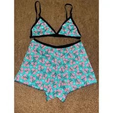 Kit com 2 conjuntos short e sutiã sem bojo estampado