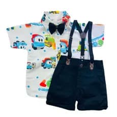 roupa LEO CAMINHÃO festa menino infantil conjunto Camisa Gravata Bermuda e Suspensório