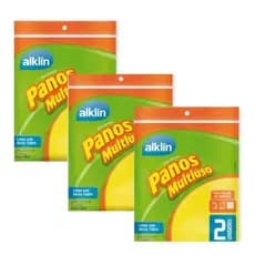 3 kit 2 PANOS MULTIUSO LIMPEZA LEVE 40x36 cm ALKLIN
