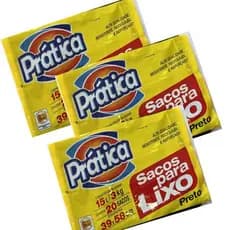 3 Kit de saco de lixo 15 Litros com 20 saco em cada pacote - Prática