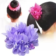 Princesa Pérola Gaze Anel De Cabelo Bola Cabeça Dança Desempenho Pulso Flor Acessórios Para O Menina Bobina Corda