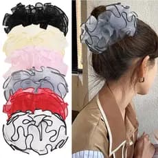 Luz de luxo gaze plissado Scrunchy anel de cabelo High-End sentimento elegante cabeça flor bola cabeça gravata cabelo ca