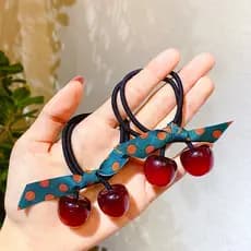 2 Peças Grande laço de cabelo cereja alta elasticidade não machuca o cabelo bandana diário laço de cabelo All-Match Head