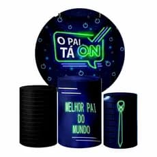 Painel Festa Dia dos Pais + Trio Capa Cilindro Veste Fácil Com Elástico