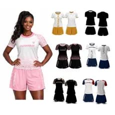 Conjunto Futevolei Feminino Tecido Dry Fit 92% Poliester 8% Elastano Com proteção UV Cores Variadas