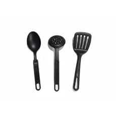 Kit Cozinha Premium de Colher Escumadeira Espatula 3 Pçs Em Nylon Resistente Não Risca Utensílios Em Teflon