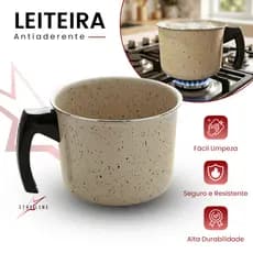 Leiteira Fervedor Canecão Antiaderente Teflon 7 Camadas Tamanho 14 na Cor Marfim