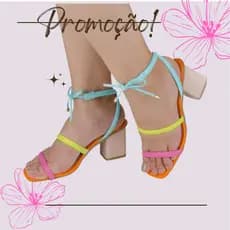 Sandália Colorida Salto Bloco Médio Baixo 5 Cm Versátil Dia A Dia em Promoção!