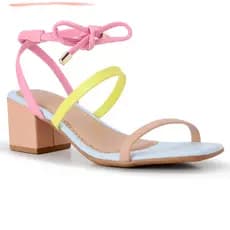Salto Feminino Sandália  Colorida  Baixa 5cm Médio Bloco Confort Promoção!