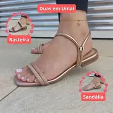 Sandália Rasteirinha Feminina Confortável Glitter Brilho Rasteira Duas em Uma Estilosa Regulador Dia a Dia Versátil Deli