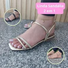 Rasteirinha Feminina Sandália Feminina Glitter Brilho Confortável Dia a Dia Tiras Versátil 2 em 1 Calce Fácil