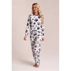 Pijama Feminino Personalizado Inverno - Pijama Longo Customizável - Pijamas para Toda Familia - Patinhas