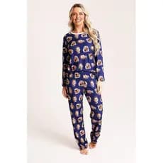 Pijama Feminino Personalizado Inverno - Customize Pijamas com Suas Fotos -  Pijamas para Toda Familia - Azul Marinho