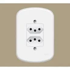 Tomada Dupla 2P+T 10A/ 250V~ Distanciadas - (Blanc 4X2 Dupla)