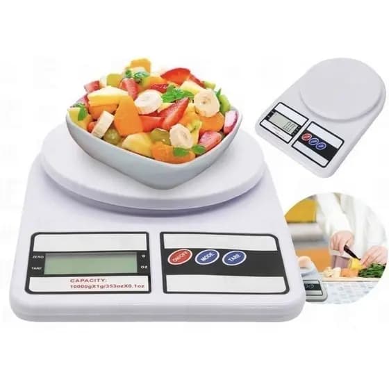 Balança digital de cozinha até 10 kg Escala 1 grama precisão