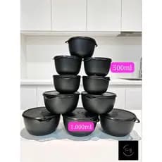 Kit com 10 potes bowl, conjunto  potes redondo com tampa, jogo de pote sendo 5 de 500ml e 5 de 1litro