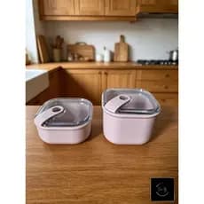 kit c/ 2 potes click tampa, conjunto com 2 potes com tampa click herméticos. Kit pote 450ml e 800ml  com tampa