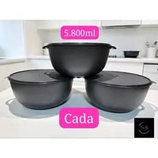 Pote redondo gigante 5,8 lts kit com 3, conjunto com 3 potes de 5.800 ml, jogo de saladeira com tampa, 5.800 ml cada.