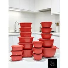 Potes kit com 17, conjunto de potes bowl e oval com tamanhos variados, jogo de potes com tampa de vários tamanhos.